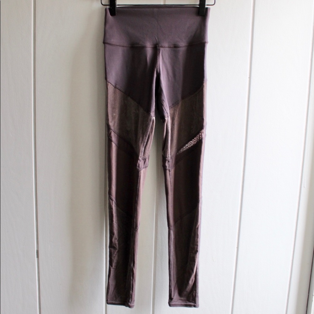 ALO Yoga Sheila Moto Legging Mauve Purple High Waisted Sheer + Velvet Details